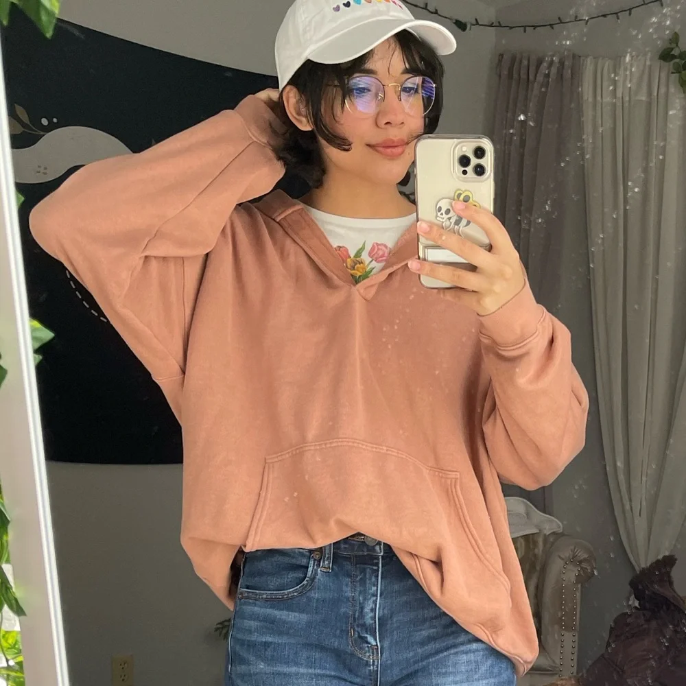 Oversized Cozy Soft Pink Aerie Pullover Hoodie - Picture 14 of 14